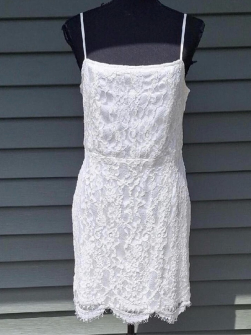 Lulus White Lace Overlay Dress Size Large